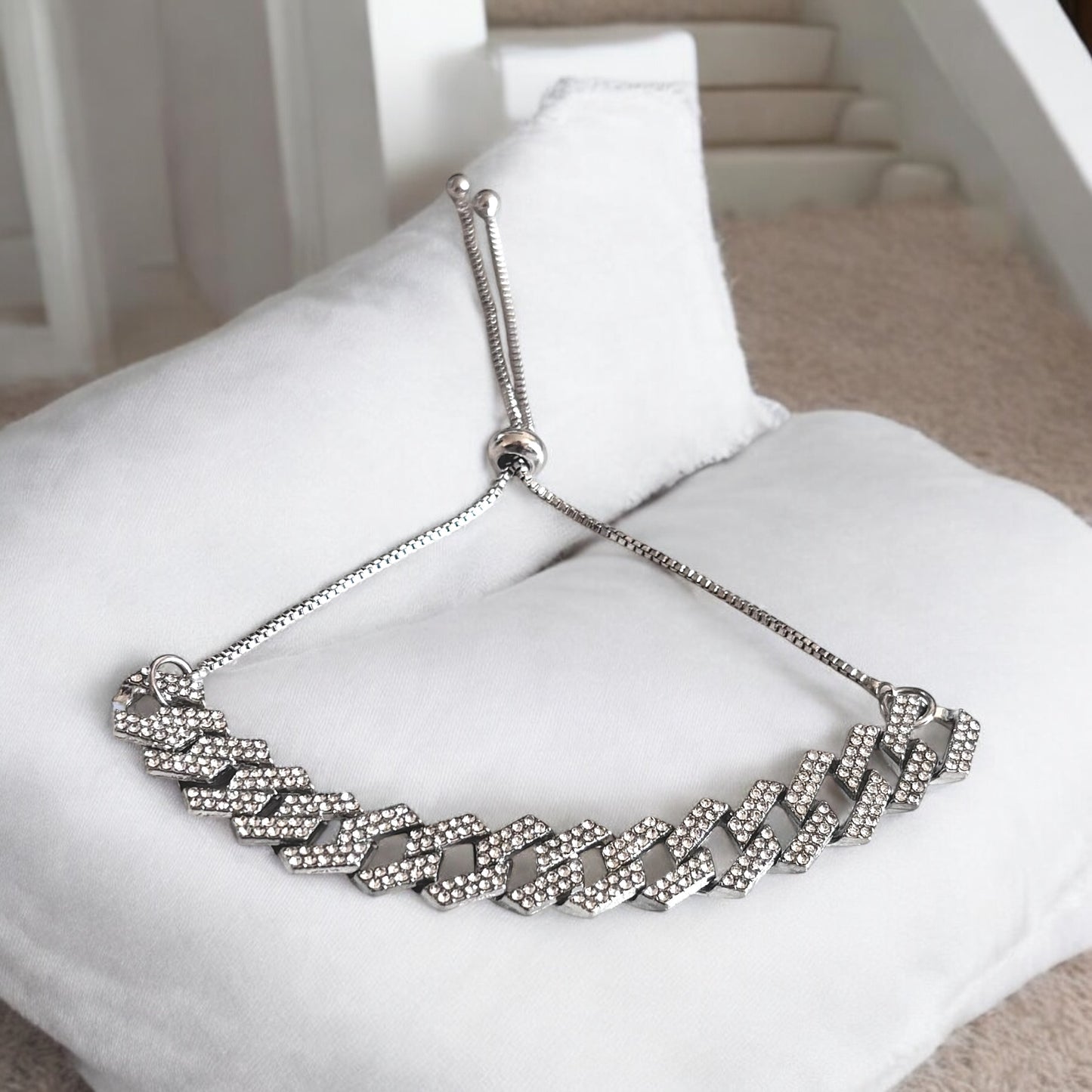 Lujosa pulsera de tobillo ajustable con diamantes de imitación