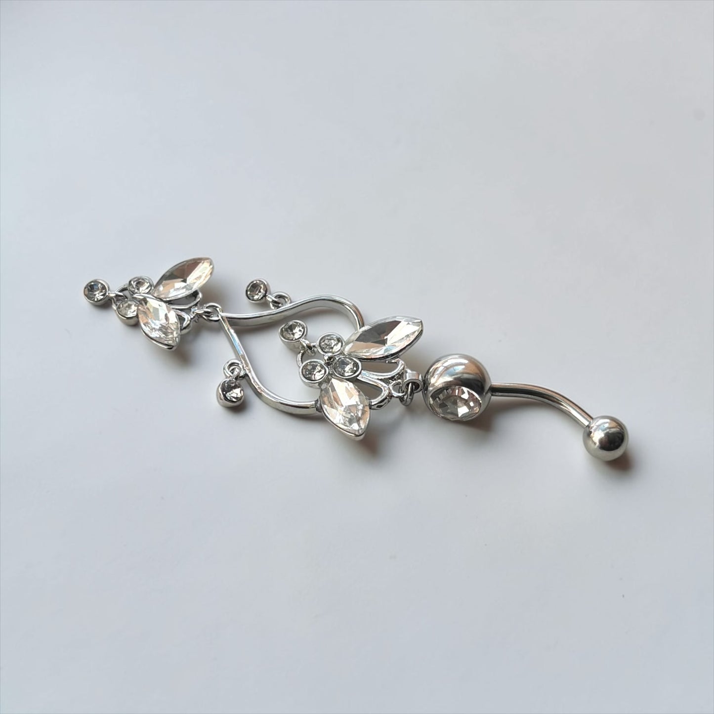 Butterfly Heart Dangle Belly Button Ring