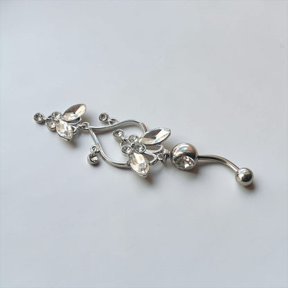 Butterfly Heart Dangle Belly Button Ring