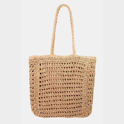 Straw Braided Beach Tote Bag