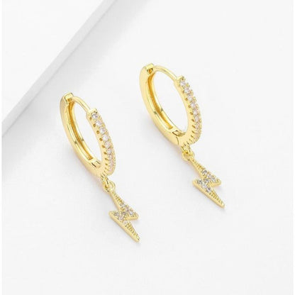 Crystal Gold Lightning Hoop Earrings