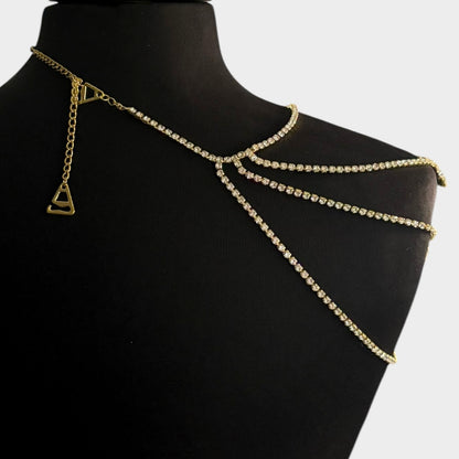 Layered Flower Shoulder Gold Chain