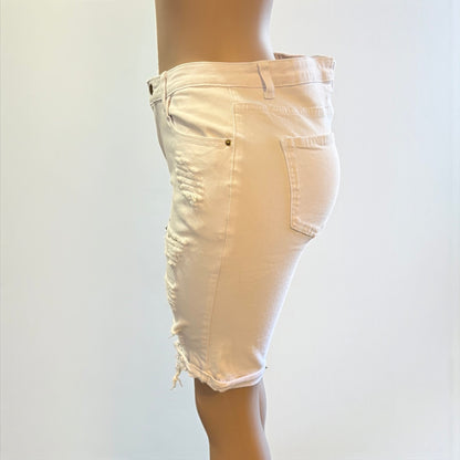 Bermudas de mezclilla blanca para mujer