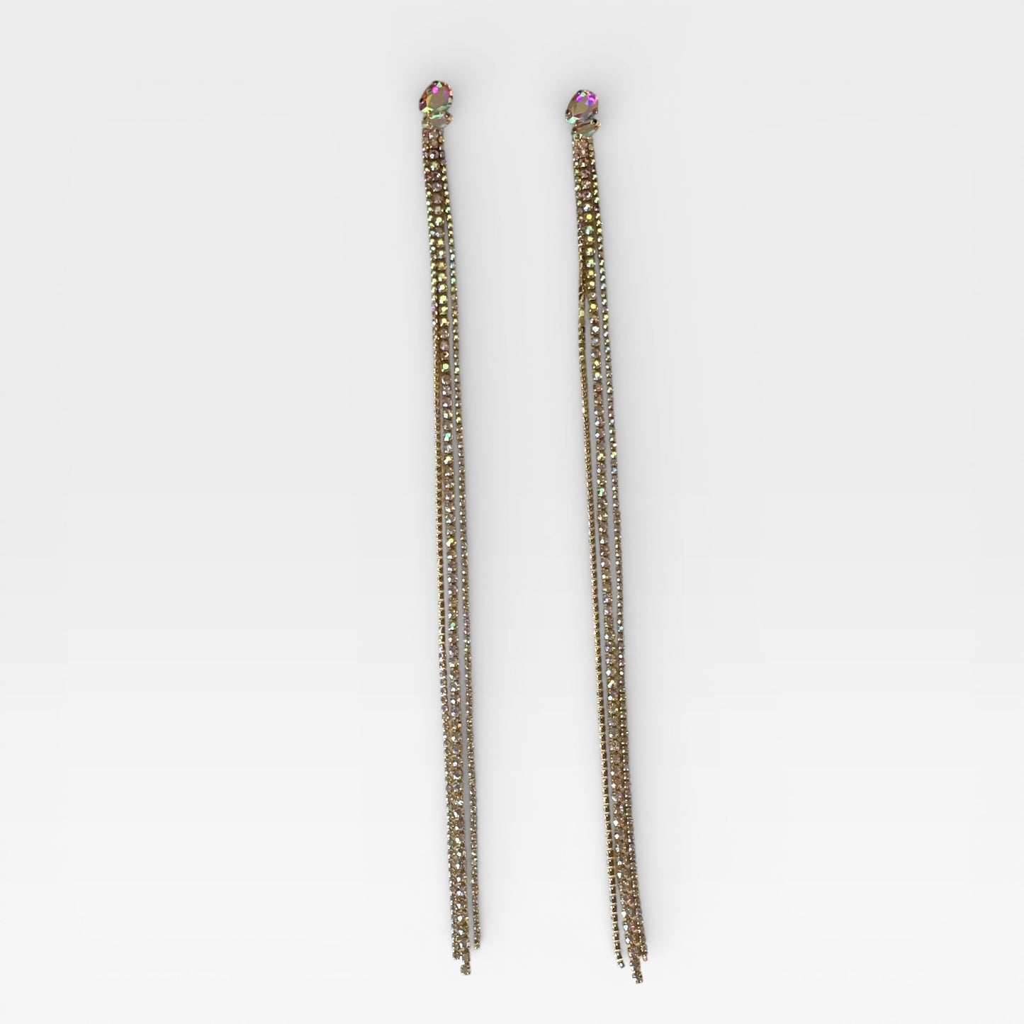 Pendientes geométricos superlargos con diamantes de imitación de colores