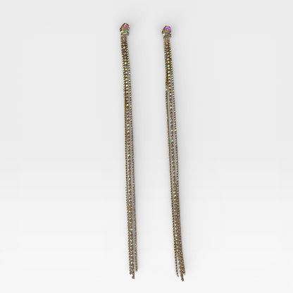 Pendientes geométricos superlargos con diamantes de imitación de colores