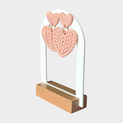 Pendientes colgantes de corazón trenzado hechos a mano