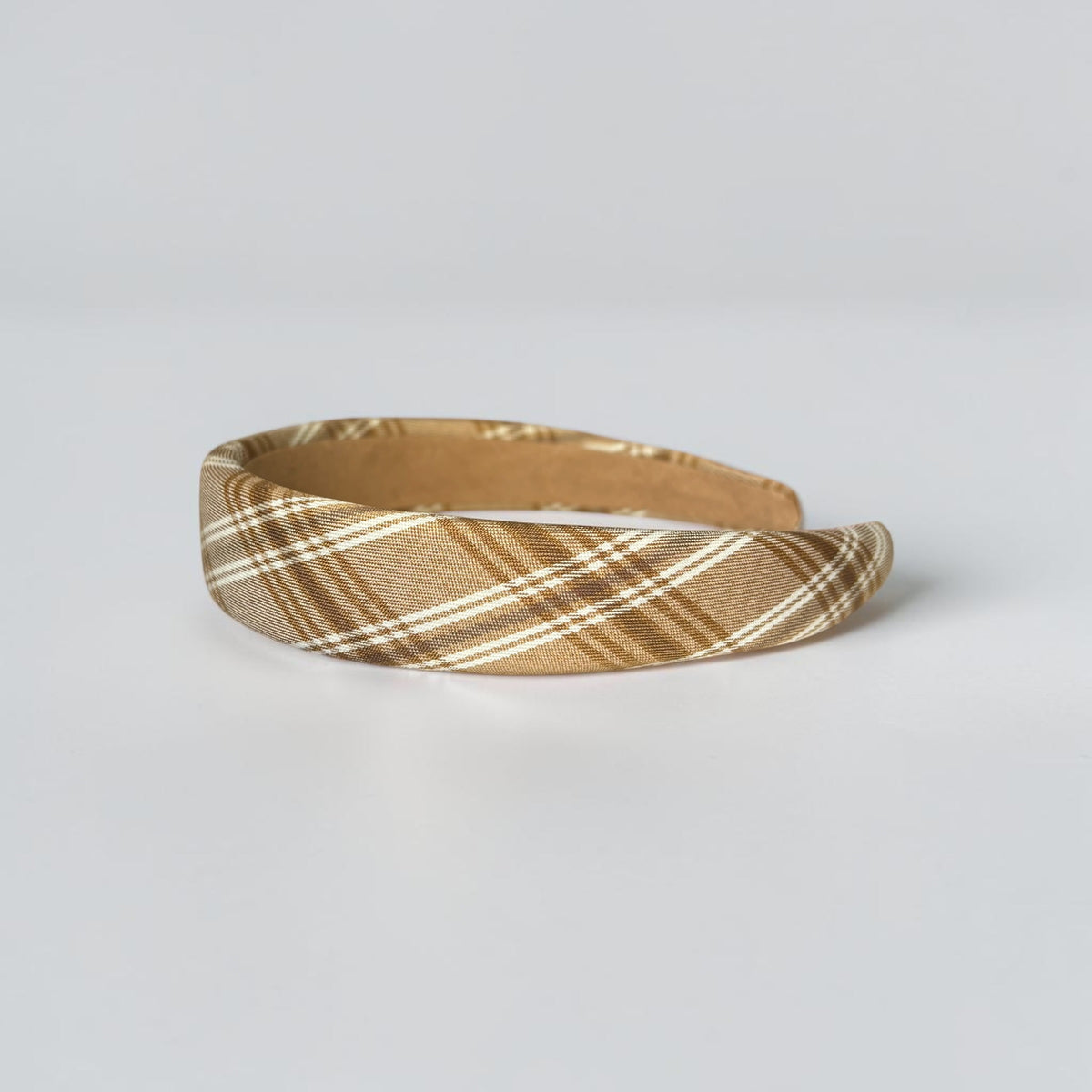 Khaki Plaid Padded Headband