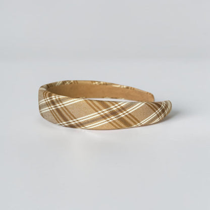 Khaki Plaid Padded Headband