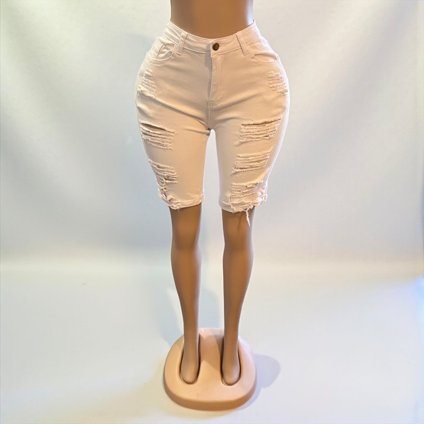 Bermudas de mezclilla blanca para mujer