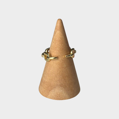 Gold & Crystal Adjustable Chain Ring