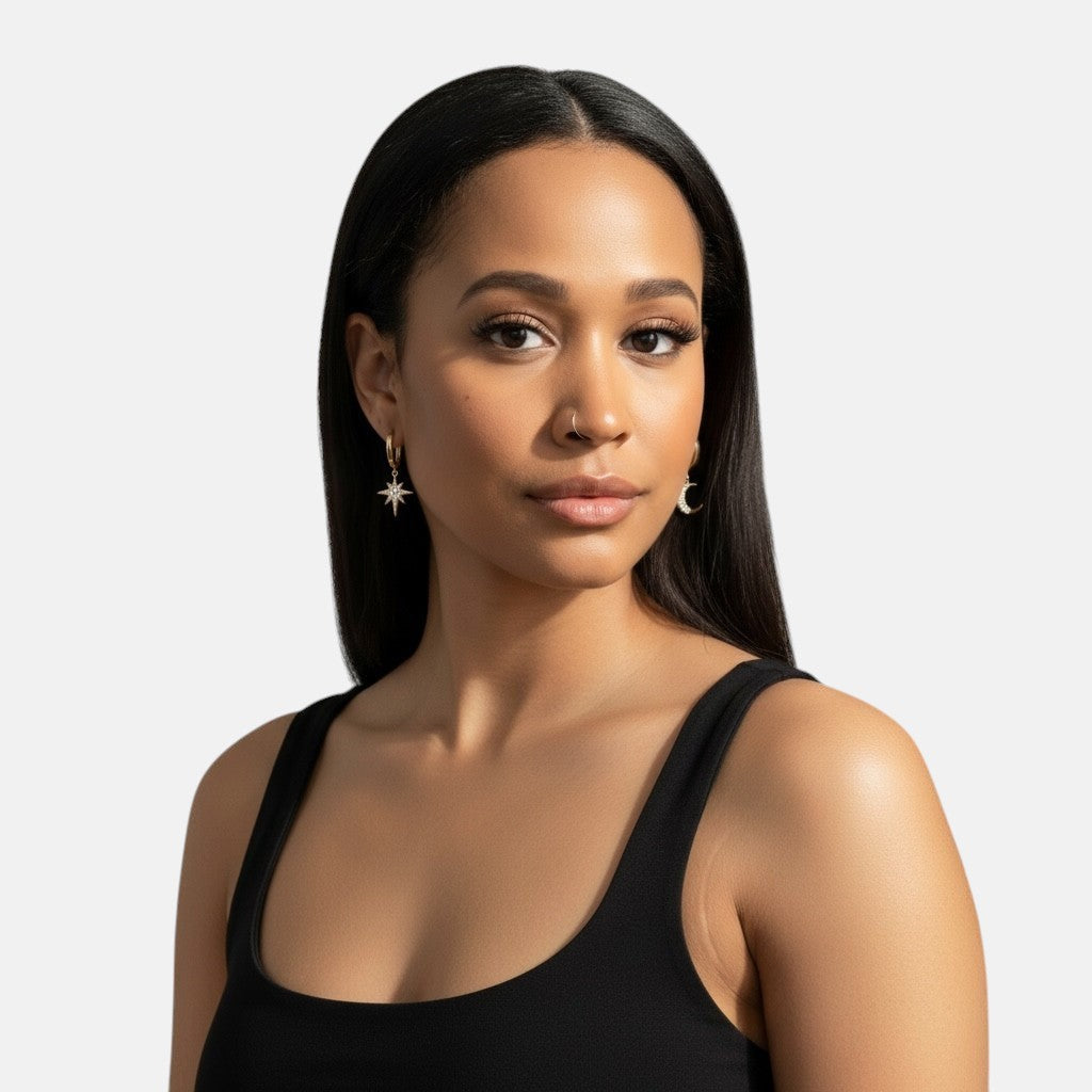 Star And Moon Earrings Set