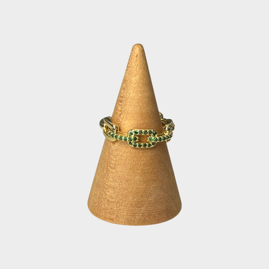 Emerald Green Adjustable Chain Ring