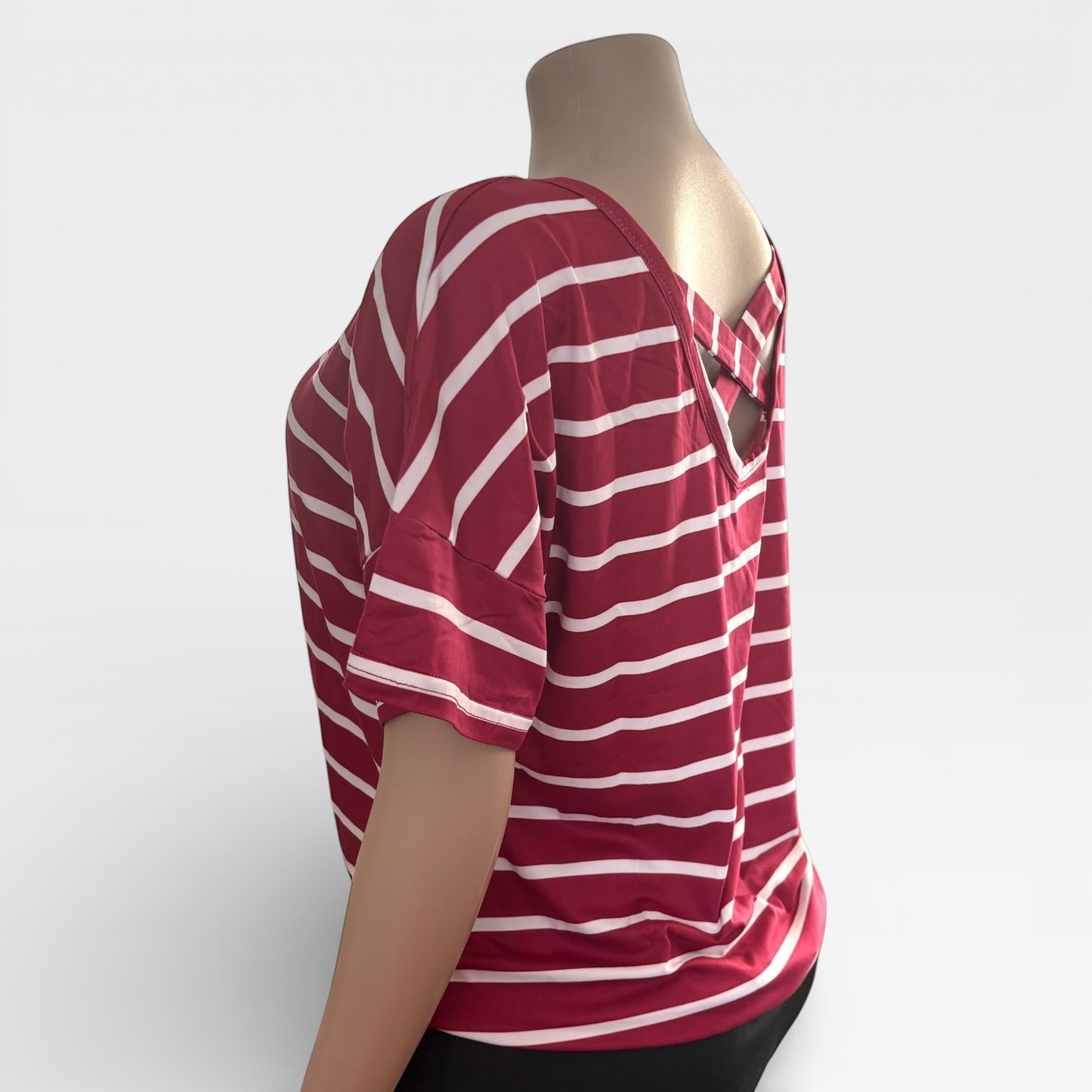 Top de mujer de manga corta con lazo a rayas