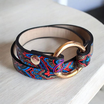 Pulsera de cuero multicolor para mujer