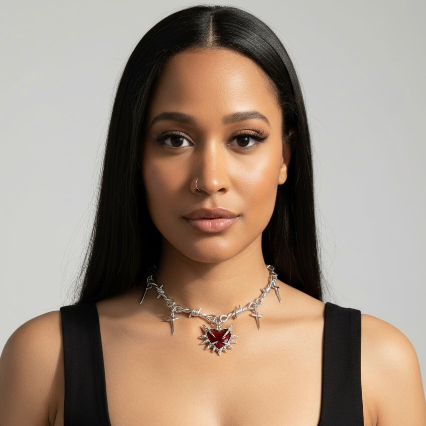 Punk Red Heart Choker