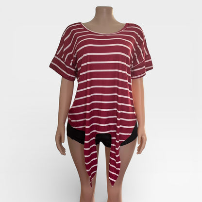 Top de mujer de manga corta con lazo a rayas