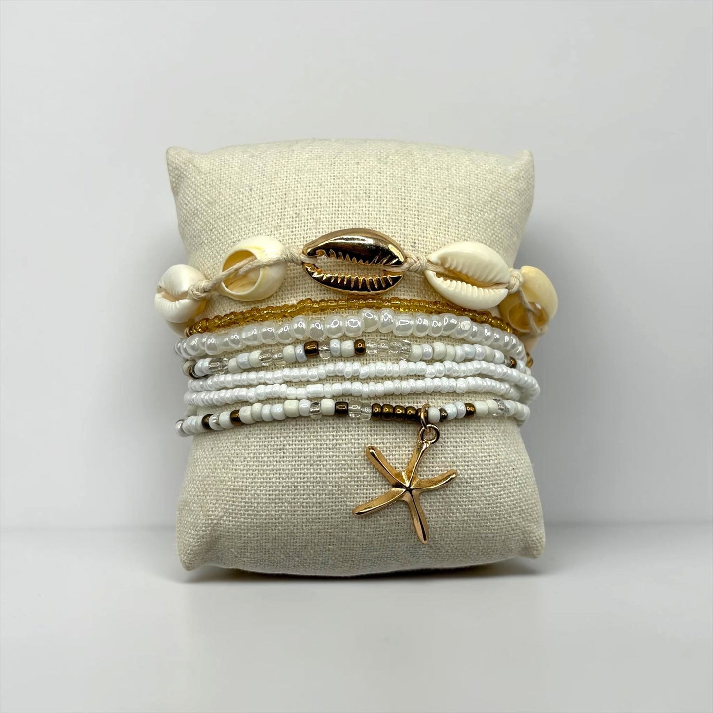 Coastal Charm Shell & Beaded Anklet Set