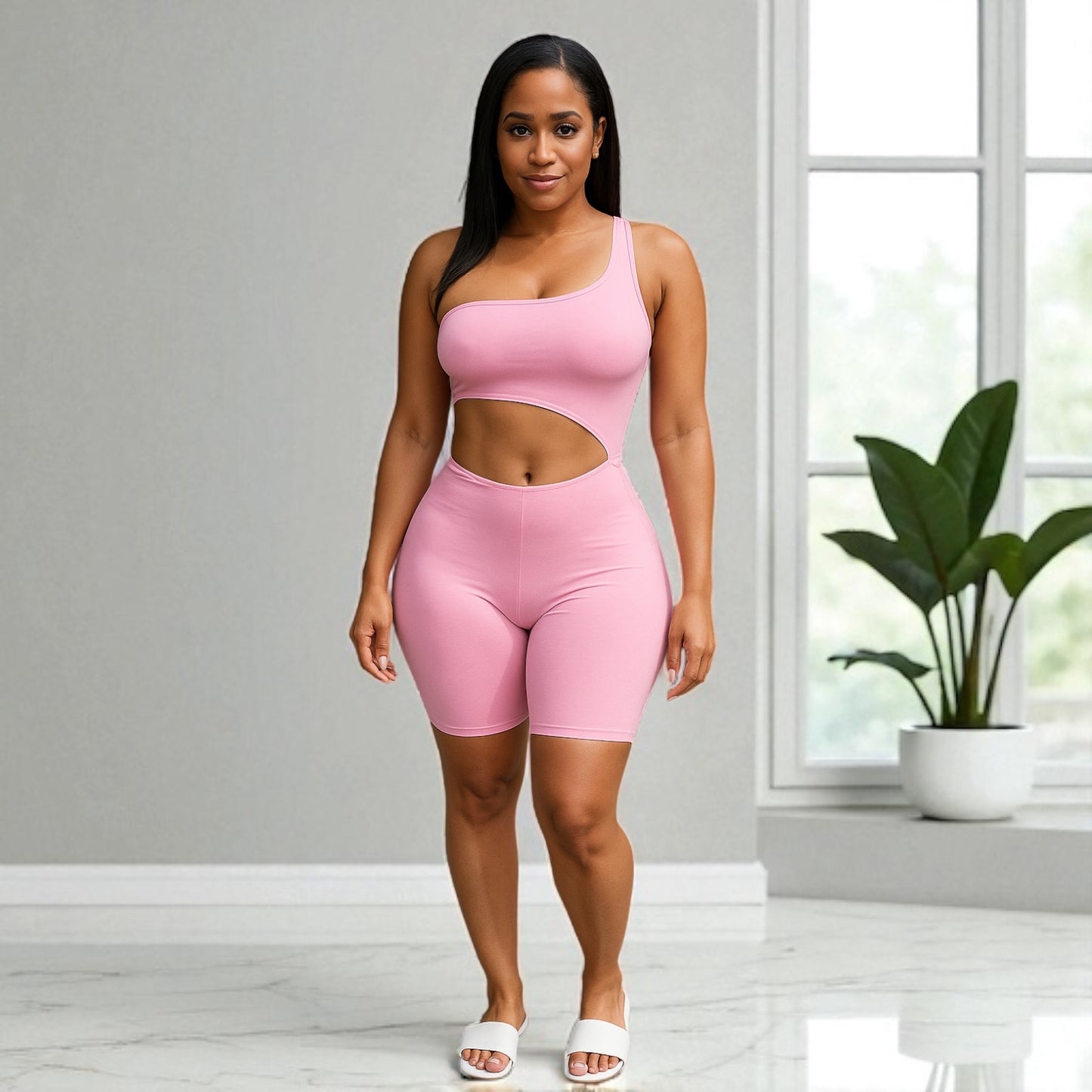 Women Waist Cut Out Short Romper