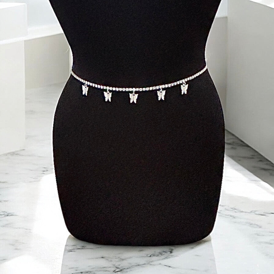 Cadena de cintura con diamantes de imitación y forma de mariposa