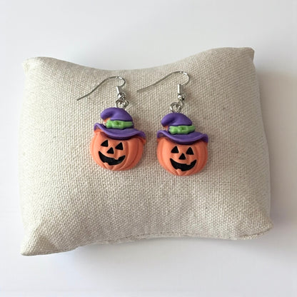 Pumpkin & Purple Hat Small Earring