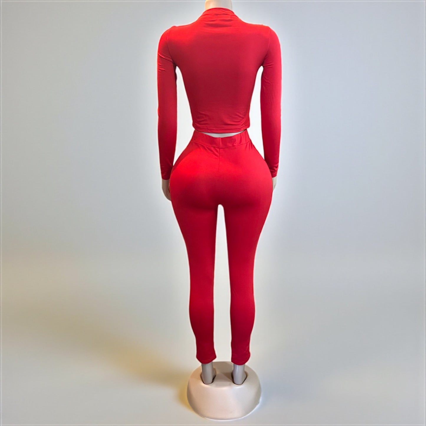 2 Piece Top and Long Pant Red Set