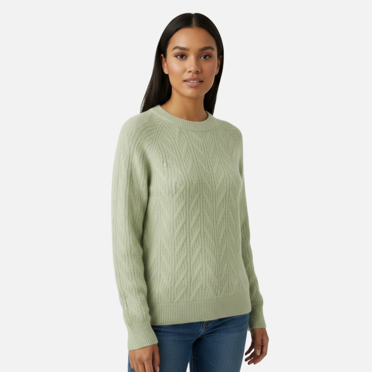 Light Green Cable Knit Sweater