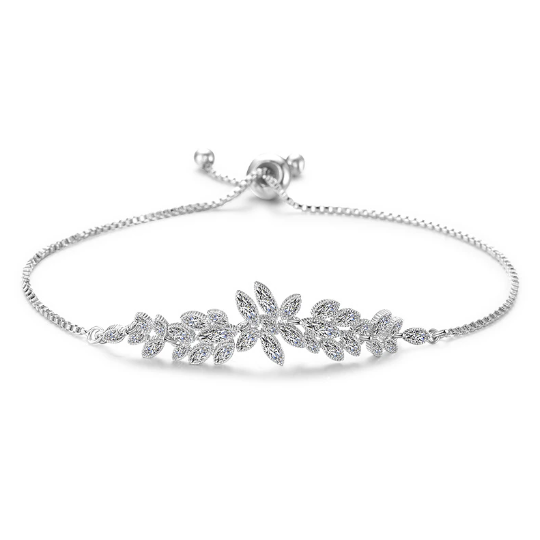 Pulsera de plata de ley ajustable de lujo para mujer