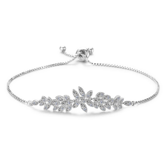 Pulsera de plata de ley ajustable de lujo para mujer