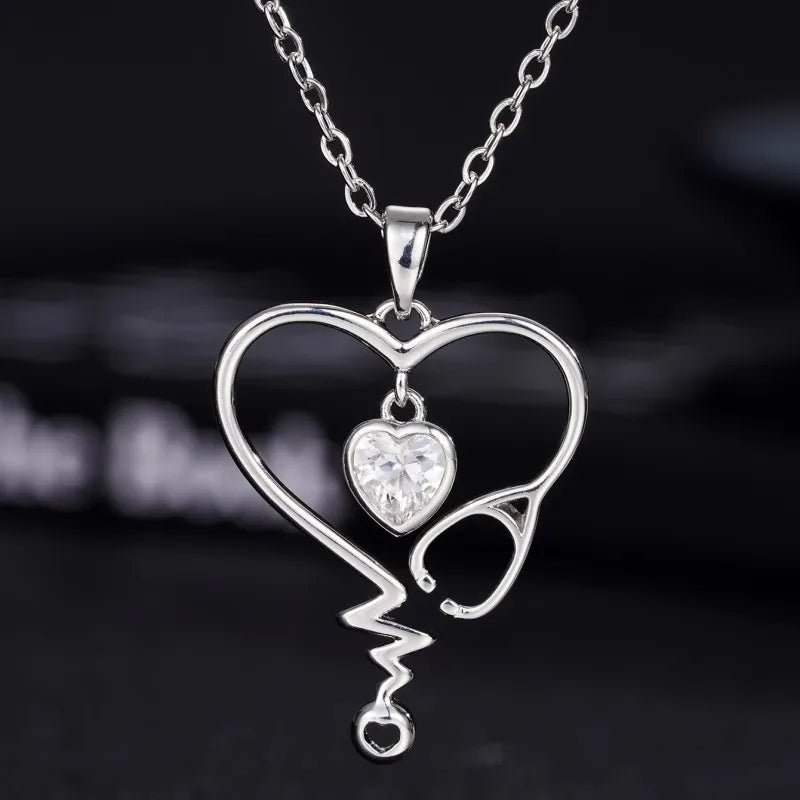 Heart Stethoscope Nurse Necklace
