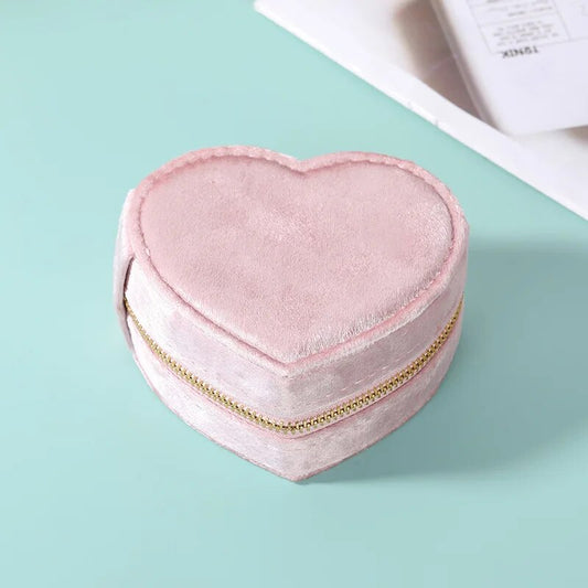 Joyero de terciopelo con forma de corazón