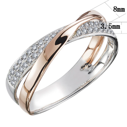 Anillo de cruz en forma de X de dos tonos