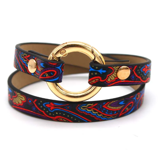 Pulsera de cuero multicolor para mujer