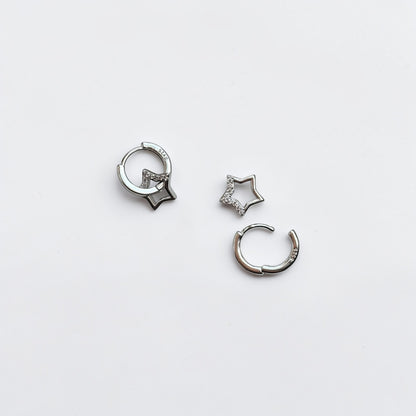 Pendientes de aro pequeños con colgante de estrella