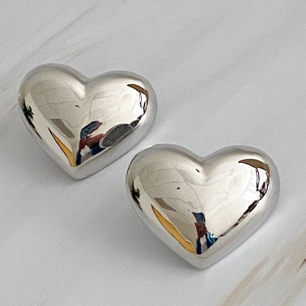 Small Heart Silver Stud Earrings