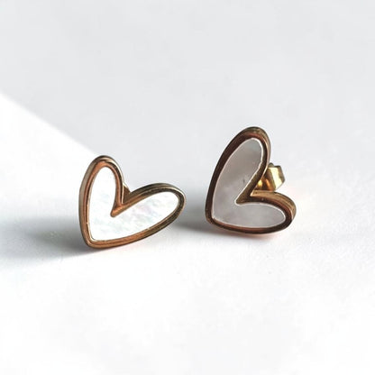 Small Heart Stud White Gold Earring