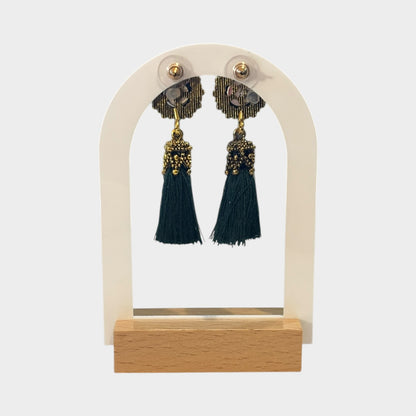 Vintage Women Velvet Green Earrings