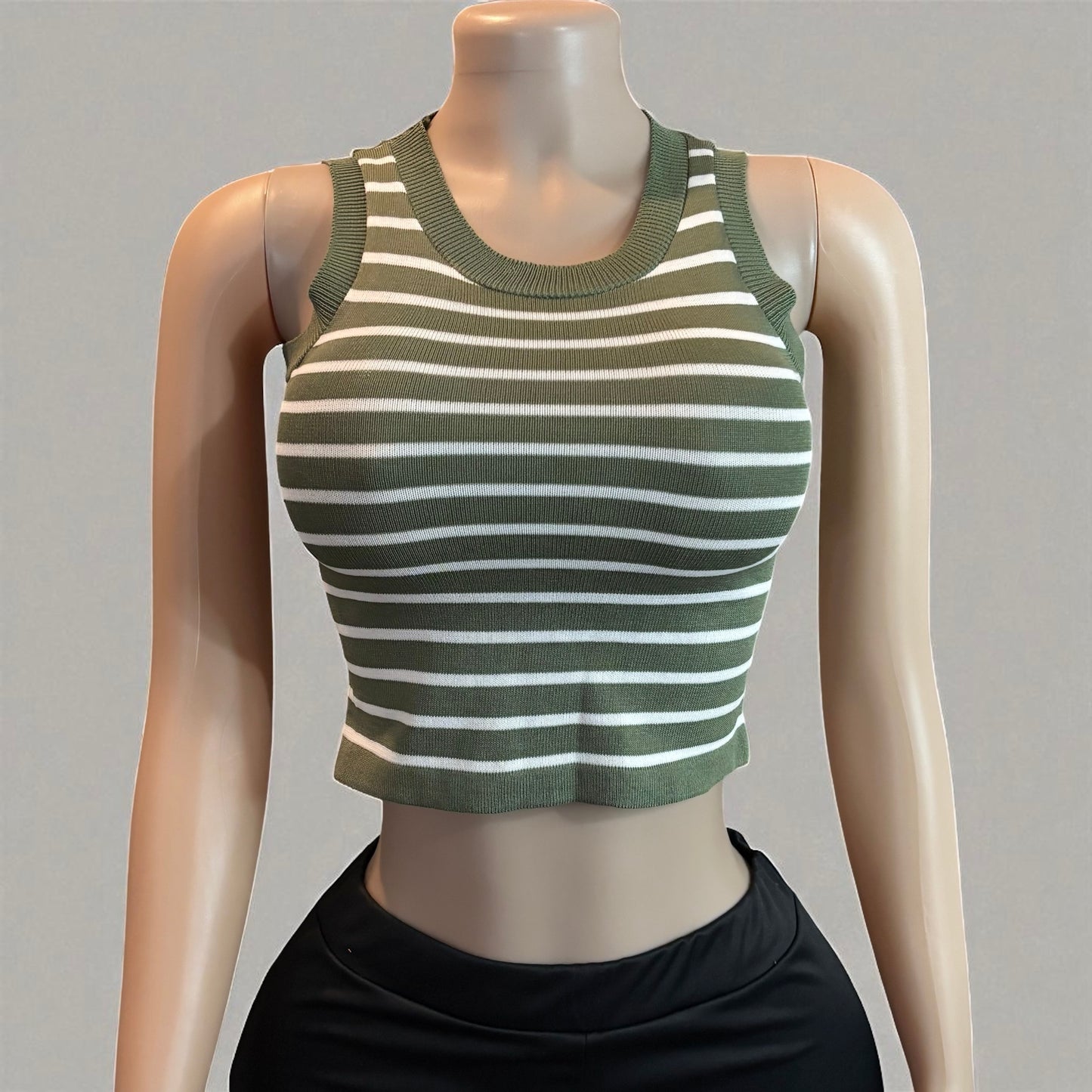 Striped Sleeveless Knitted Base Shirt