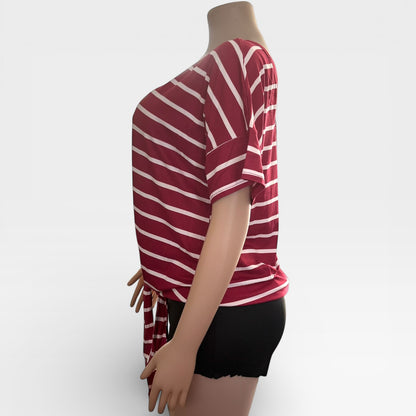 Top de mujer de manga corta con lazo a rayas