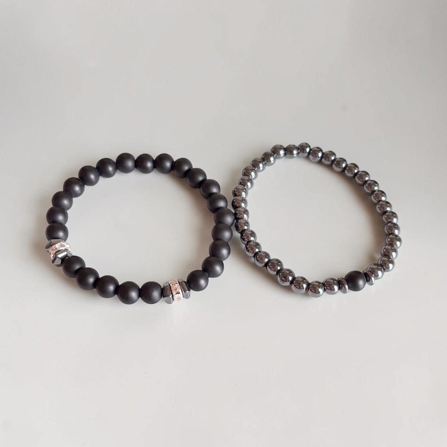 Juego de 2 pulseras de cuentas de piedra