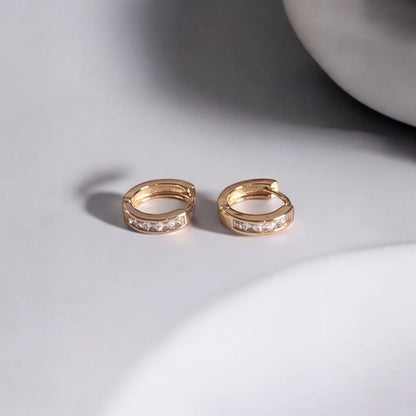 Small Gold Zircon Hoop Earrings