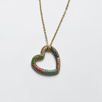 Multicolor Heart Pendant Necklace