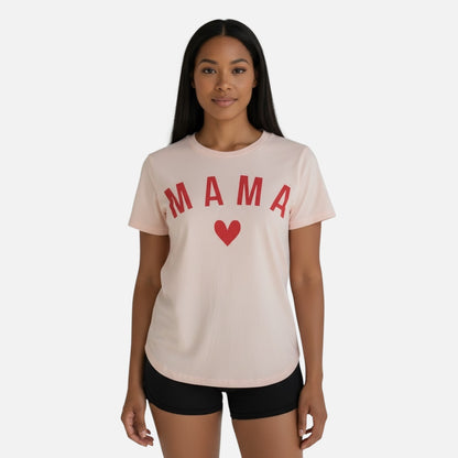 Camiseta con estampado de letras rosa suave para mujer