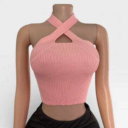 Sleeveless Pink One Size Top