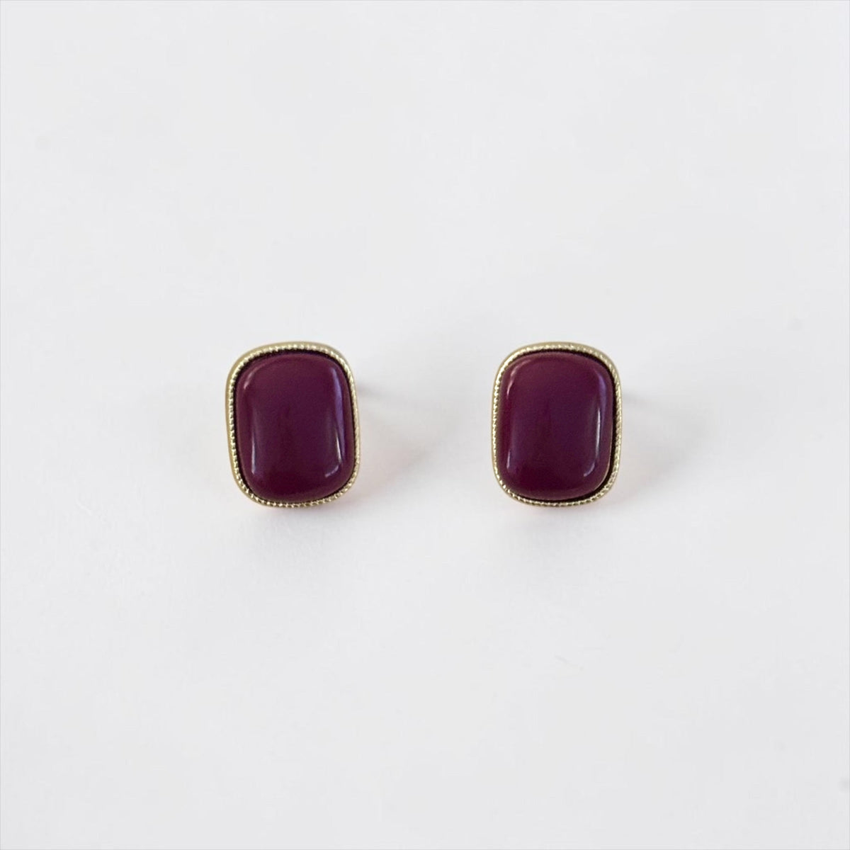 Burgundy Geometric Stud Earrings