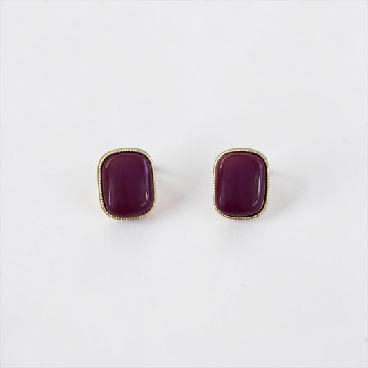 Burgundy Geometric Stud Earrings