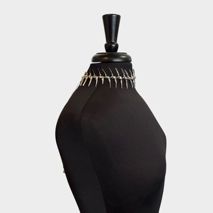 Silver Adjustable Punk Skeleton Choker with Back Chain