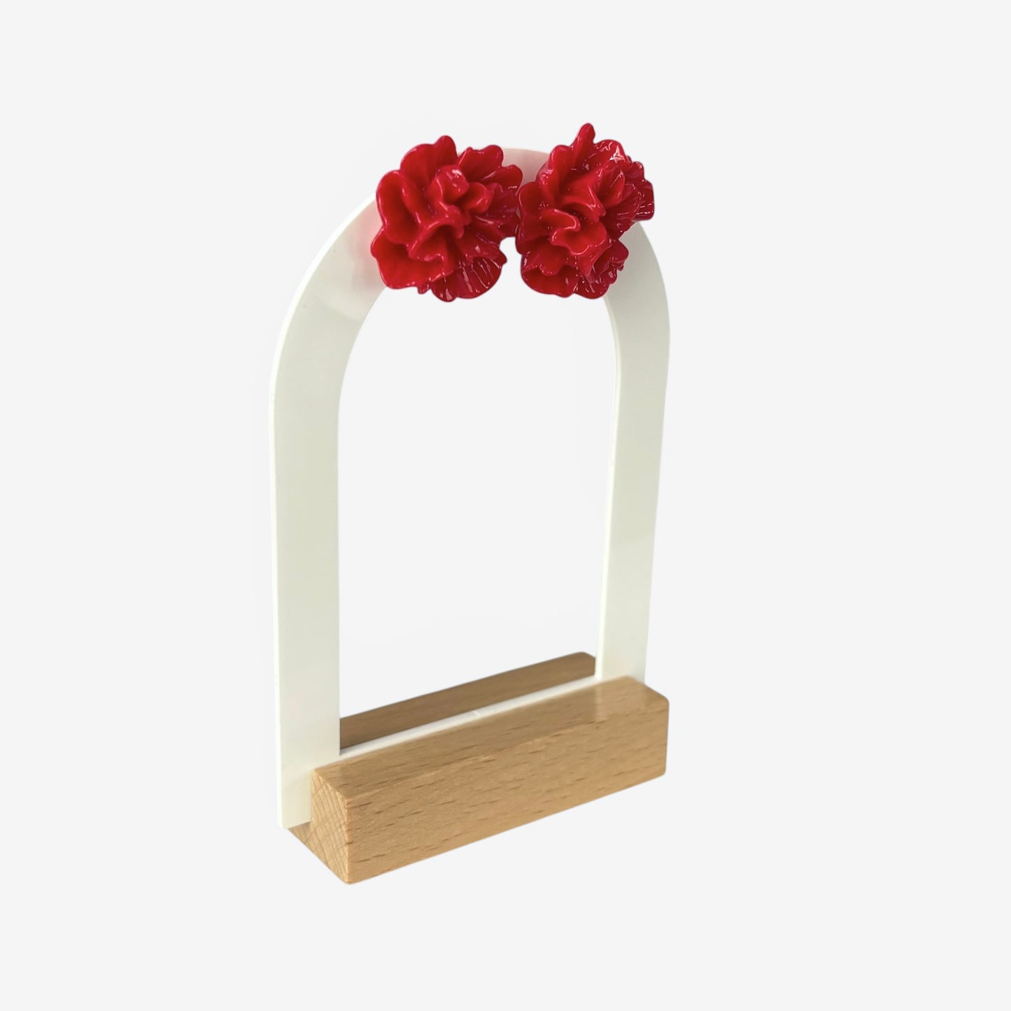 Red Floral Stud Earring