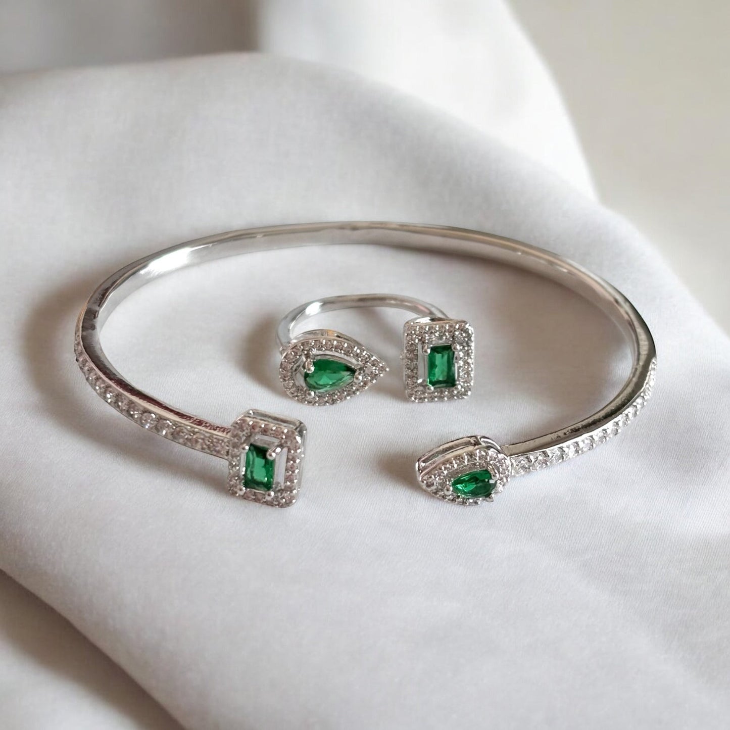 Conjunto de 2 piezas de pulsera y anillo ajustables
