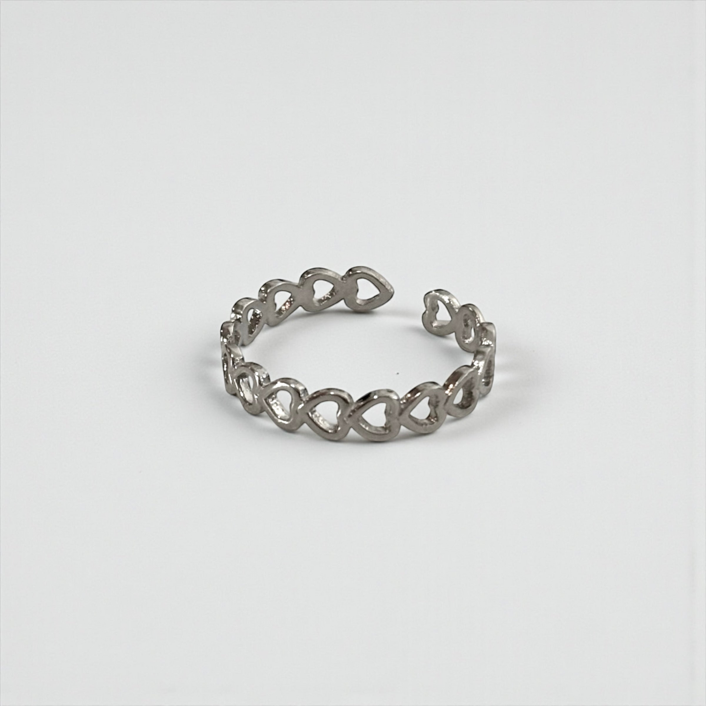 Heart Shape Silver Adjustable Ring