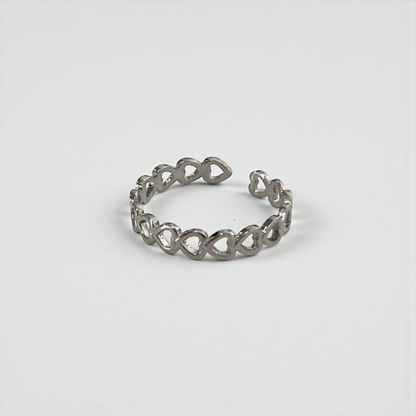 Heart Shape Silver Adjustable Ring